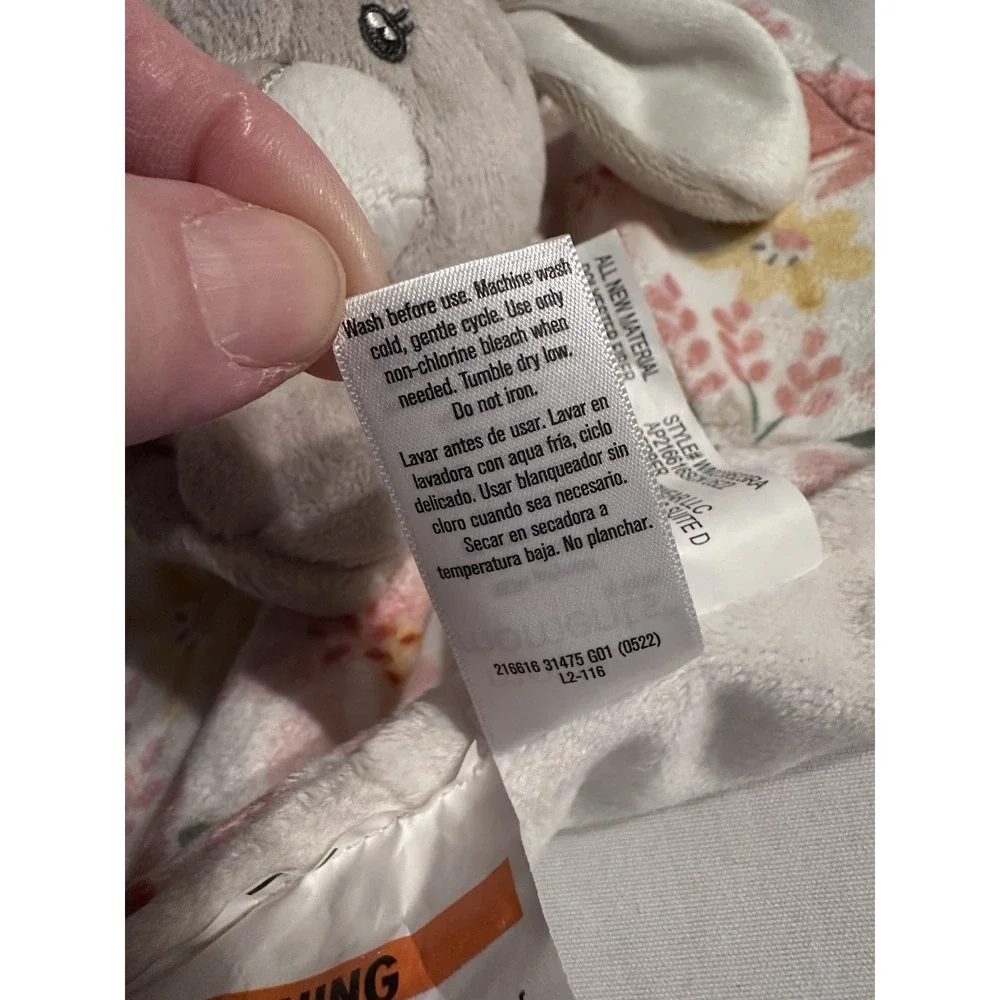 GERBER Modern Moments Baby Plush Gray Bunny‎ Lovey Floral Security Blanket